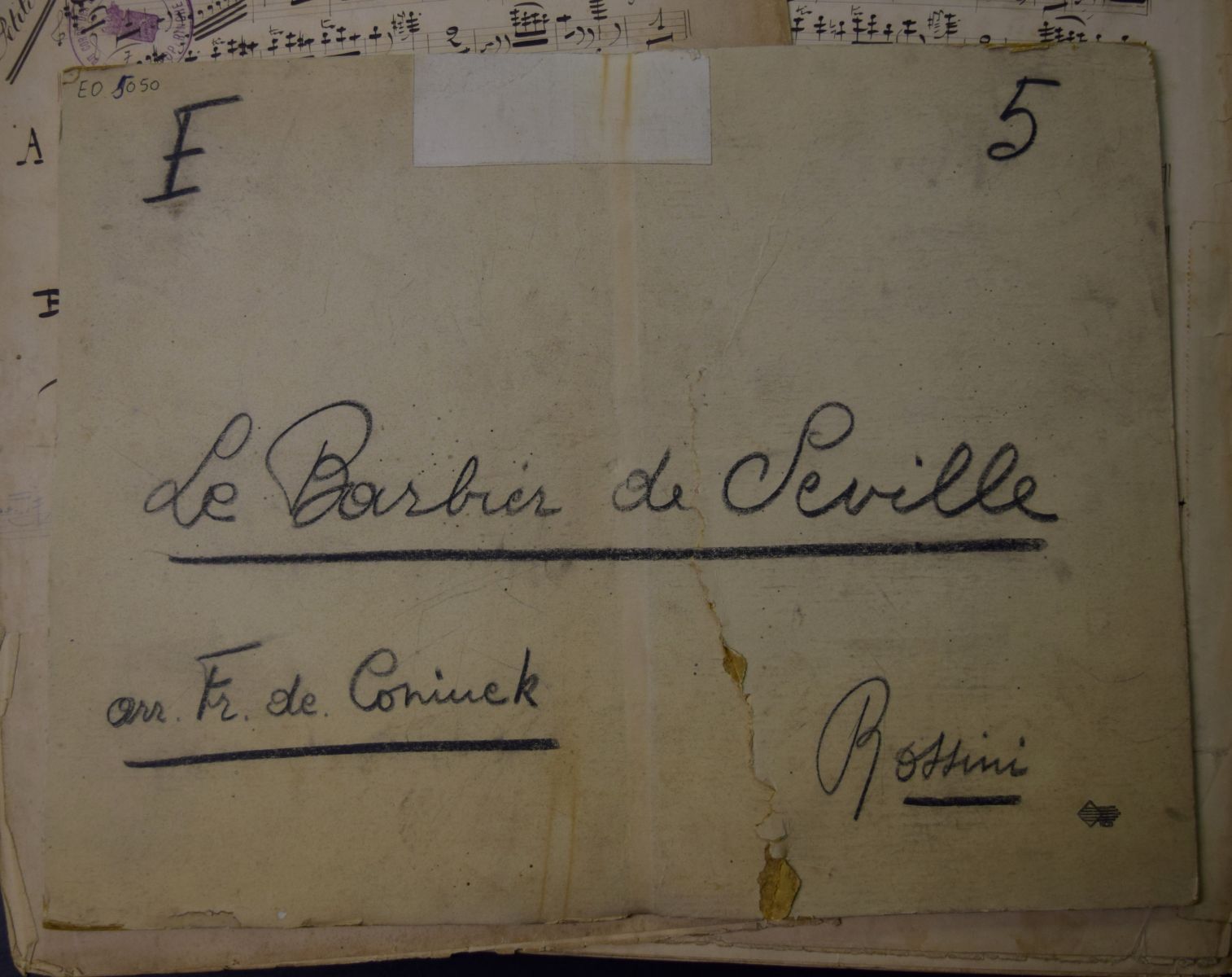 Arrangement van Rossini’s opera buffa Il Barbiere di Siviglia. B-Bc E05050.